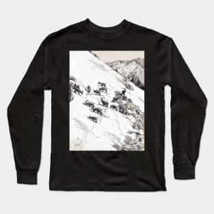 Capra Ibex group in snow Long Sleeve T-Shirt